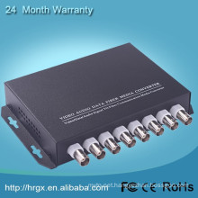 Monitor video multiplexer 8 channel fiber optic to coaxial converter with RS485